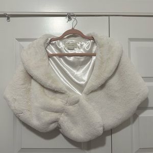 BHLDN Satin Lined Faux Fur Wrap